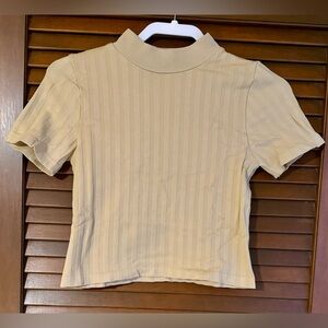 Poof Stretchy Cropped Mock Neck Top.